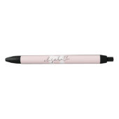 Modern Monogram Girly Script Blush Pink Initiaal Zwarte Inkt Pen (Voorkant)