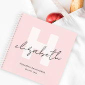 Modern Monogram Girly Script Blush Pink Recept Notitieboek