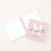 Modern Monogram Girly Script Blush Pink Sketchbook Notitieboek (Binnen)