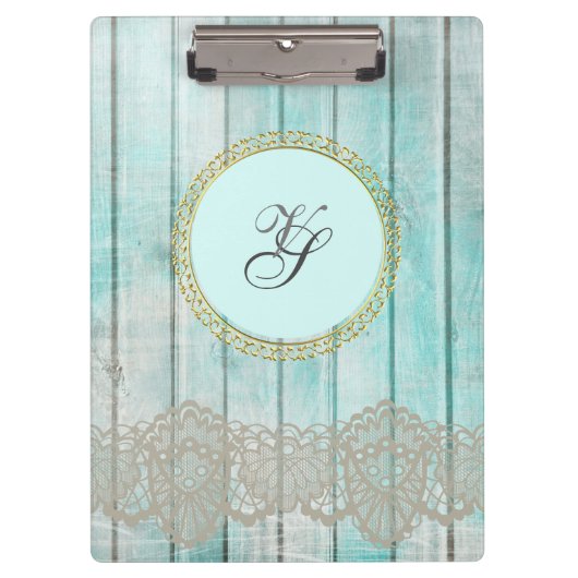 Modern Monogram Gold Pattern Blue  Hood Klembord (Voorkant)