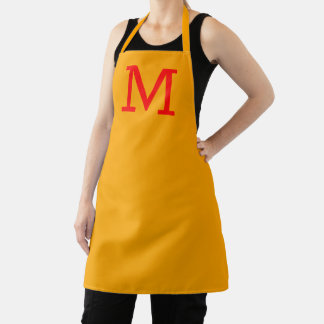 Modern Monogram Golden Yellow en Red Chef's Schort