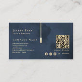 Modern Monogram Goud Navy Blauw Visitekaartje (Achterkant)