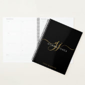 Modern Monogram Goud Script Initialen Naam Zwart Planner (Display)
