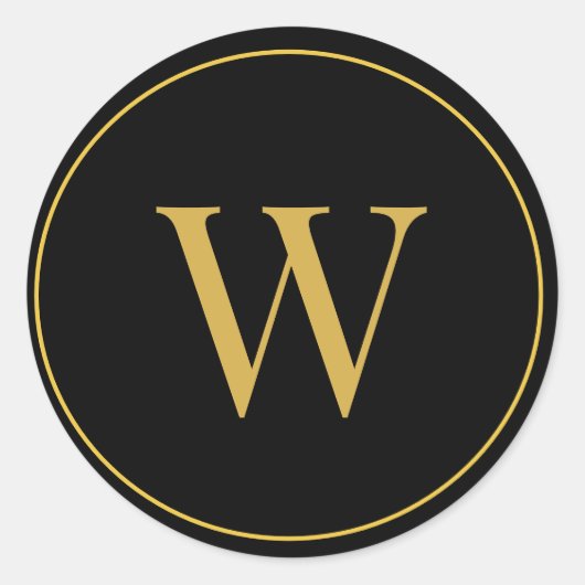 Modern Monogram Goud Zwart Business Ronde Sticker (Voorkant)