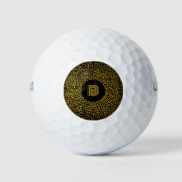 Modern monogram gouden stippen zwart golfballen