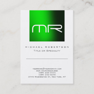 Modern Monogram Green White Cute Visitekaartje