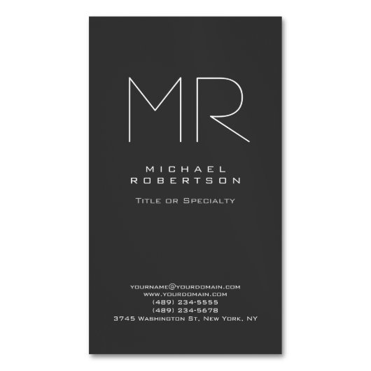 Modern Monogram Grijs Wit Minimalist Magnetisch Visitekaartje (Voorkant Verticaal)