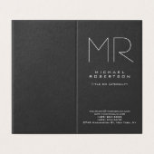 Modern Monogram Grijs Wit Minimalist Visitekaartjes (Buitenkant ongevouwen)