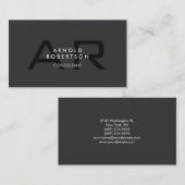 Modern Monogram Grijze Visitekaartje (Voorkant / Achterkant)