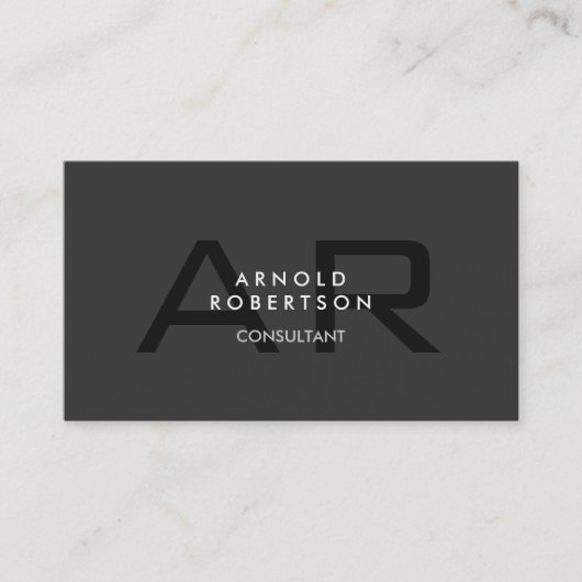 Modern Monogram Grijze Visitekaartje (Voorkant)