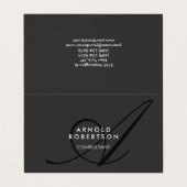 Modern Monogram Grijze Visitekaartje (Buitenkant ongevouwen)