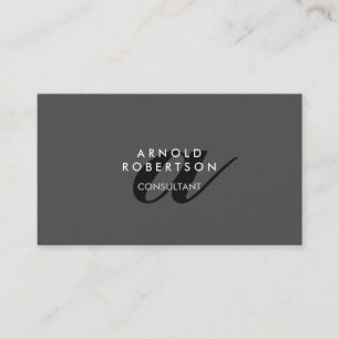 Modern Monogram Grijze Visitekaartje