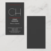Modern Monogram Grijze Visitekaartje (Voorkant / Achterkant)