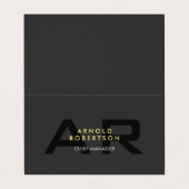 Modern Monogram Grijze Visitekaartje (Buitenkant ongevouwen)