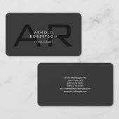 Modern Monogram Grijze Visitekaartje (Voorkant / Achterkant)