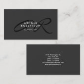 Modern Monogram Grijze Visitekaartje (Voorkant / Achterkant)