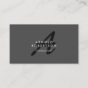 Modern Monogram Grijze Visitekaartje