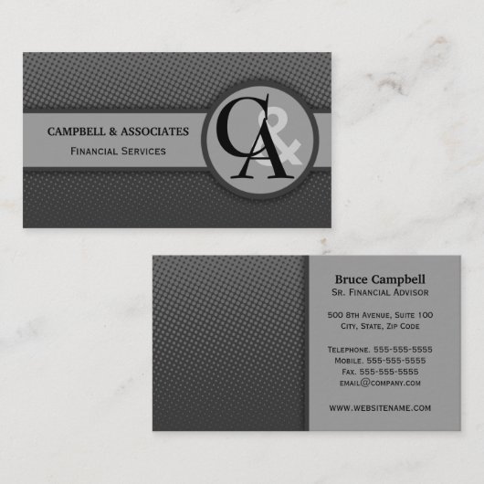 Modern Monogram grijze Visitekaartjes (Voorkant / Achterkant)