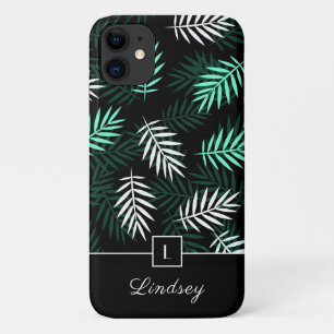 Modern Monogram Groen Blad Patroon iPhone 11 Hoesje