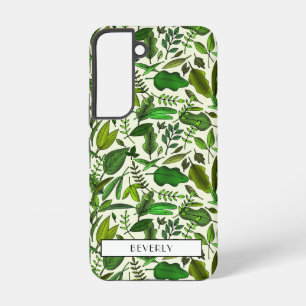Modern Monogram Groen Botanisch Samsung Galaxy Hoesje