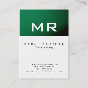 Modern Monogram Groen Gestreept wit Visitekaartje
