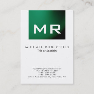 Modern Monogram groen wit schoon Visitekaartje