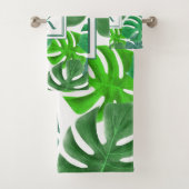 Modern Monogram Groene Palmbladeren Bad Handdoek (Insitu)