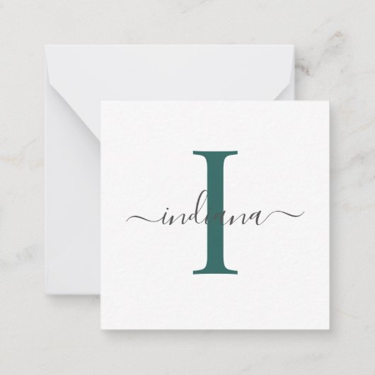 Modern Monogram handgeschakeld script minimaal Notitiekaartje (Achterkant)