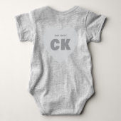 Modern Monogram Hart Pasgeboren Grijs Outfit Custo Romper (Achterkant)