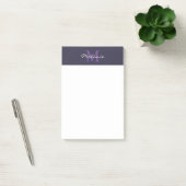 Modern Monogram Indigo Blauw en Lavendel Post-it® Notes (Kantoor)
