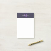 Modern Monogram Indigo Blauw en Lavendel Post-it® Notes (Op bureau)