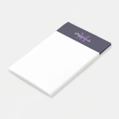 Modern Monogram Indigo Blauw en Lavendel Post-it® Notes (Schuin)