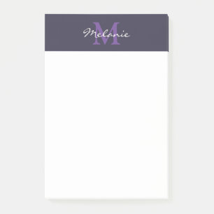 Modern Monogram Indigo Blauw en Lavendel Post-it® Notes