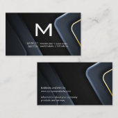 Modern Monogram | Industriële metallische achtergr Visitekaartje (Voorkant / Achterkant)