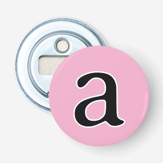 Modern Monogram Initiaal Alfabet Letter a Pink Button Flesopener (Voorkant)