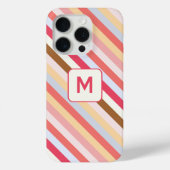 Modern Monogram Initiaal Diagonaal Snoep Streep Case-Mate iPhone Case (Achterkant)