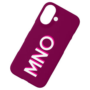 Modern Monogram Initiaal Donkerroze Bourgogne iPhone 16 Hoesje