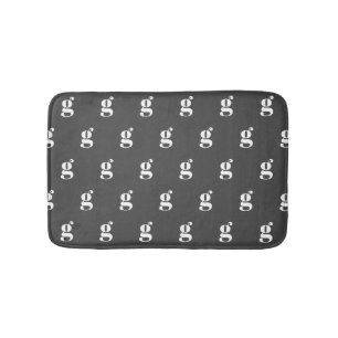 Modern Monogram Initiaal Letter Black White Patter Badmat