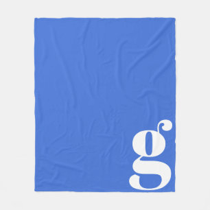 Modern Monogram Initiaal Letter Cute Bright Blue Fleece Deken