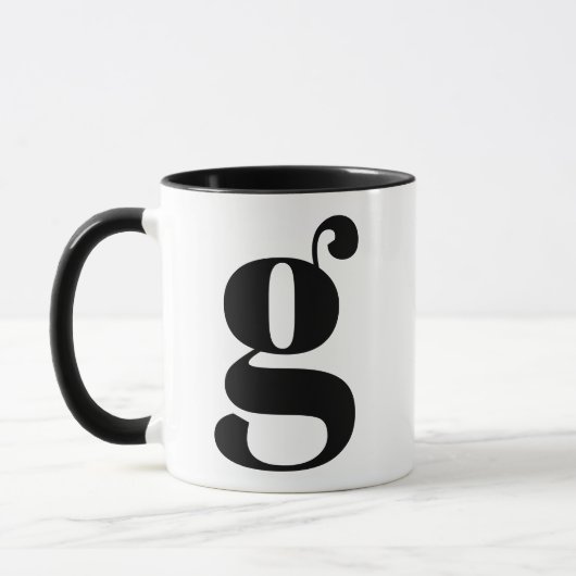 Modern Monogram Initiaal Letter G Black and White Mok (Links)