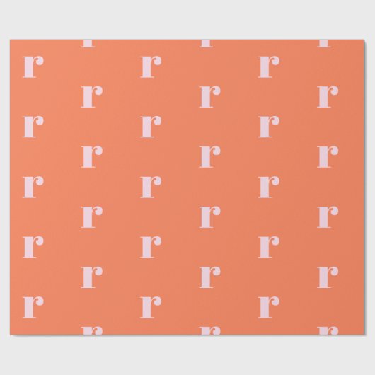 Modern Monogram Initiaal Letter helder Oranje roze Cadeaupapier (Vlak)