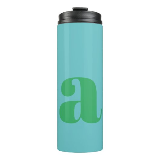 Modern Monogram Initiaal Letter in Blue en Green Thermosbeker (Voorkant)