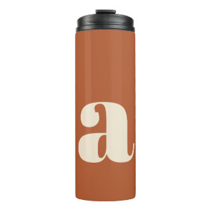Modern Monogram Initiaal Letter in Rust en Cream Thermosbeker