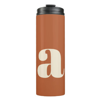 Modern Monogram Initiaal Letter in Rust en Cream Thermosbeker