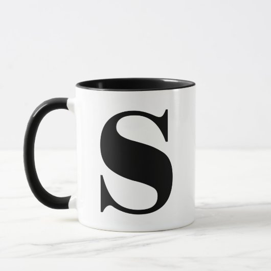 Modern Monogram Initiaal Letter is zwart en wit Mok (Links)