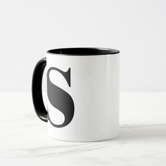 Modern Monogram Initiaal Letter is zwart en wit Mok (Voorkant links)