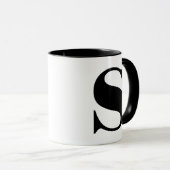 Modern Monogram Initiaal Letter is zwart en wit Mok (Voorkant rechts)