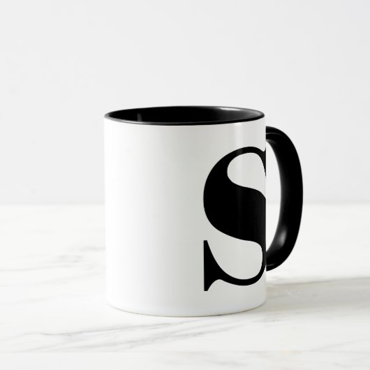 Modern Monogram Initiaal Letter is zwart en wit Mok (Voorkant rechts)