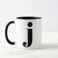 Modern Monogram Initiaal Letter J Black en White