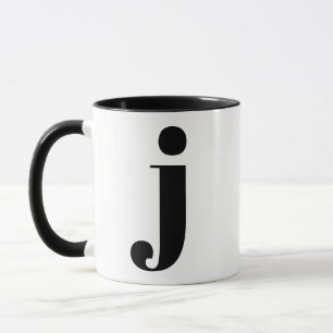 Modern Monogram Initiaal Letter J Black en White Mok